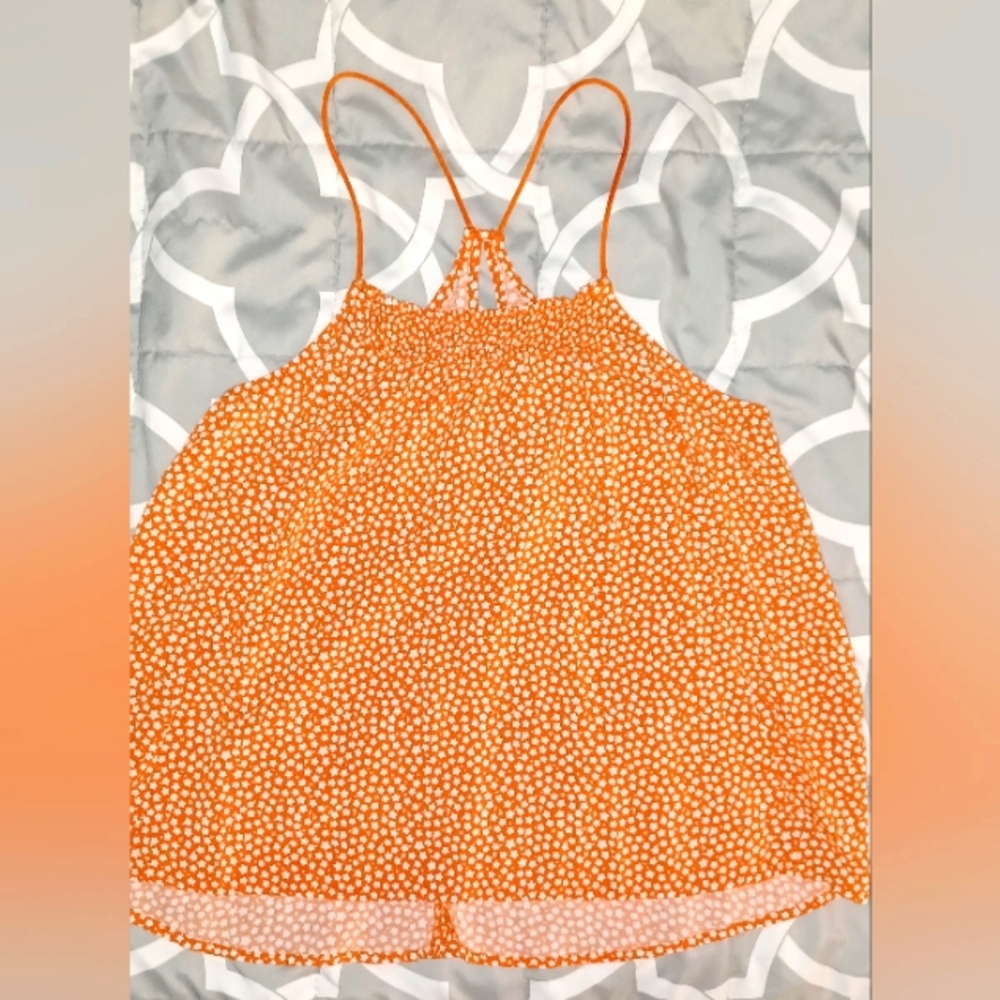 Womens Large orange poka dot tank top